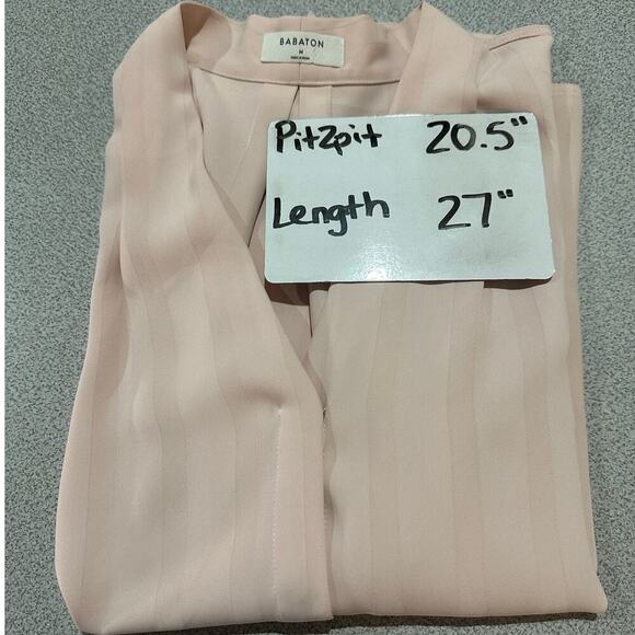 BABATON‎ by Aritzia Sz M Akira Power Blouse Long Sleeve V-neck Light Pink career - Picture 5 of 10
